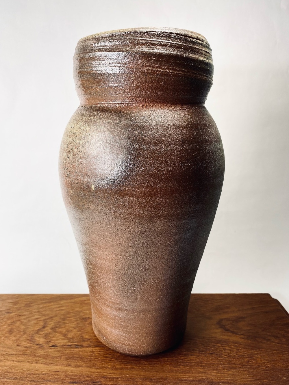 10 1/2" Artisan-made Signed Rustic Art Pottery Stoneware Brown Earthy Tone Vase